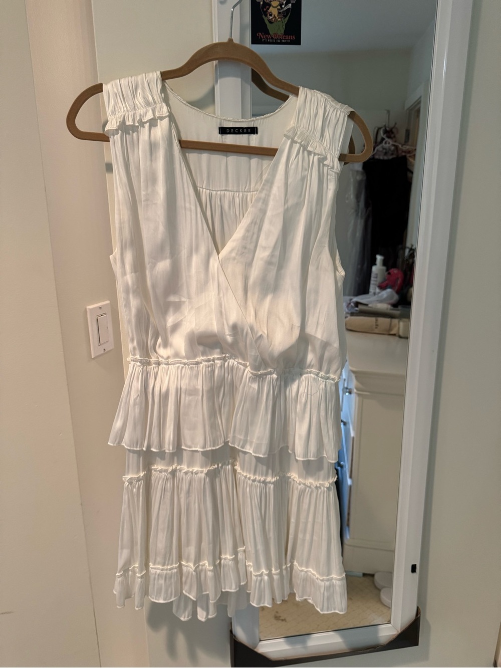 Black & Decker White Tiered Ruffle Mini Dress